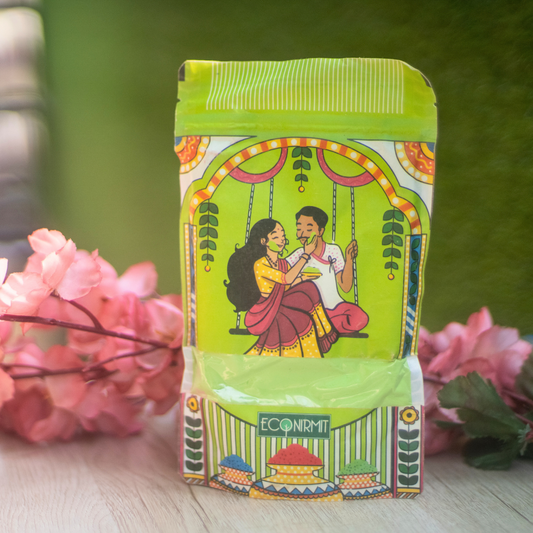 Organic Holi Gulal - Green - Non-Toxic, Eco-Friendly, Safe for Kids & Skin | ECONIRMIT | 170G