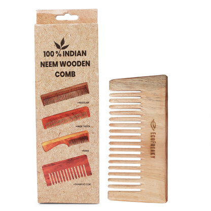 Pure Neem Wood Shampoo Comb | Antibacterial wooden comb