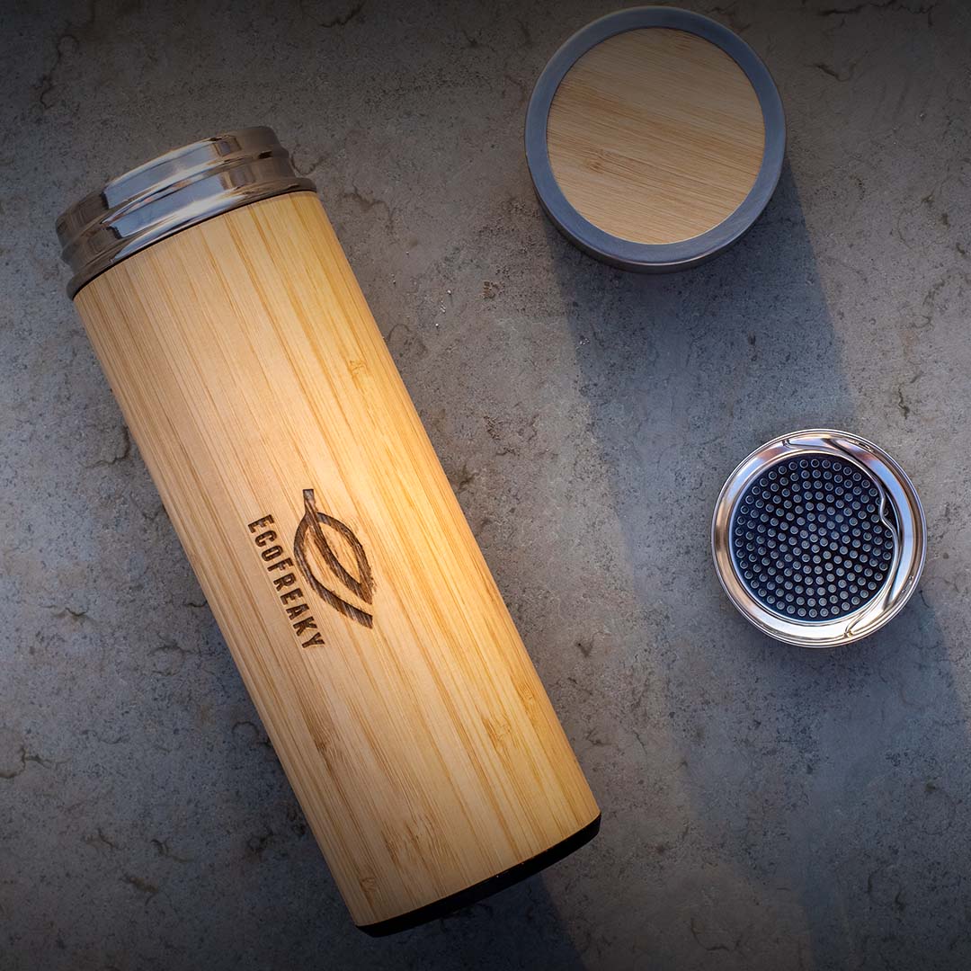 Bamboo Water bottle| With Insulated Stainless Steel Case and Tea Filter